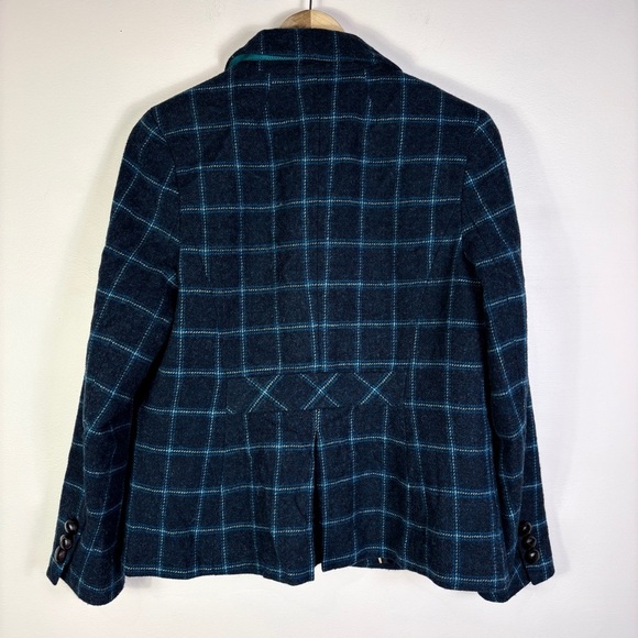 Talbots Blue Plaid Wool Blend Blazer Classic Academia Preppy - Picture 2 of 8